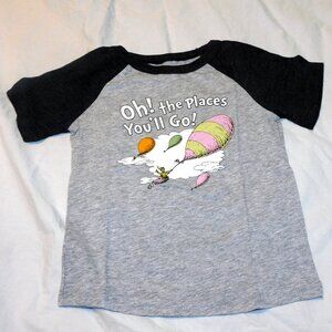 Toddler Shirt Oh the Places You'll Go Dr Seuss Unisex Graduation Gray NEW
